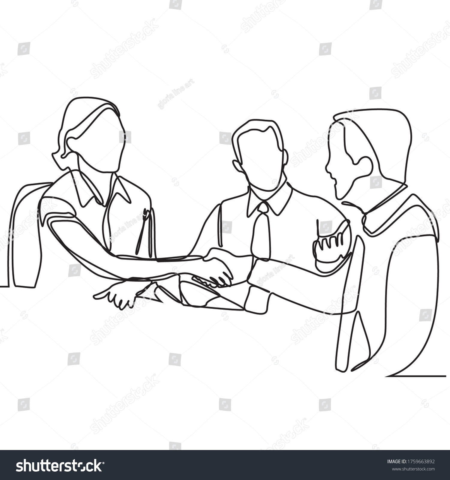 Continuous Line Drawing Business Partners Shake Stock Vector (Royalty ...