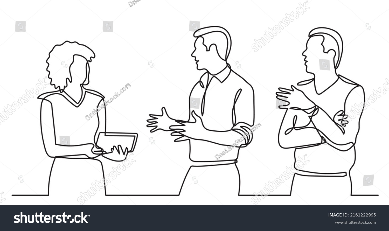 Continuous Line Drawing Business People Talking Stock Vector (Royalty