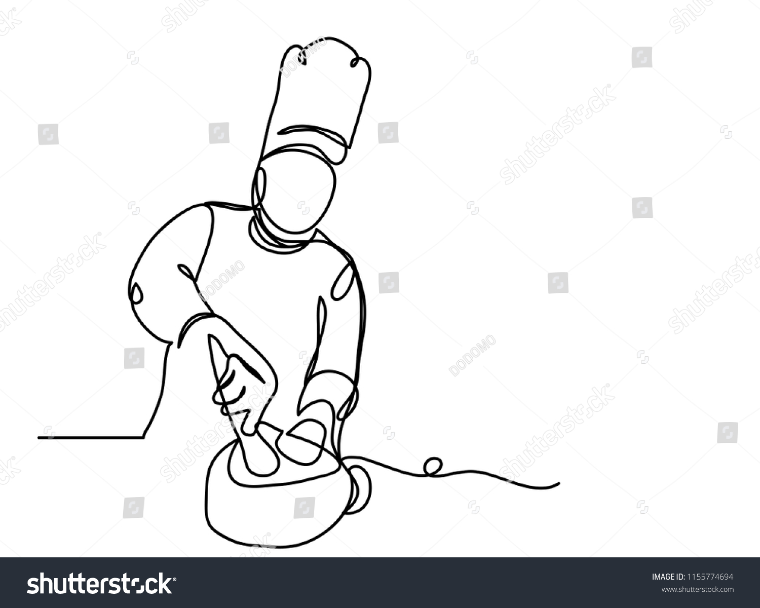 recommend clip art: continuous line drawing of chef cooking cook a gourmet concept vector illustration.
