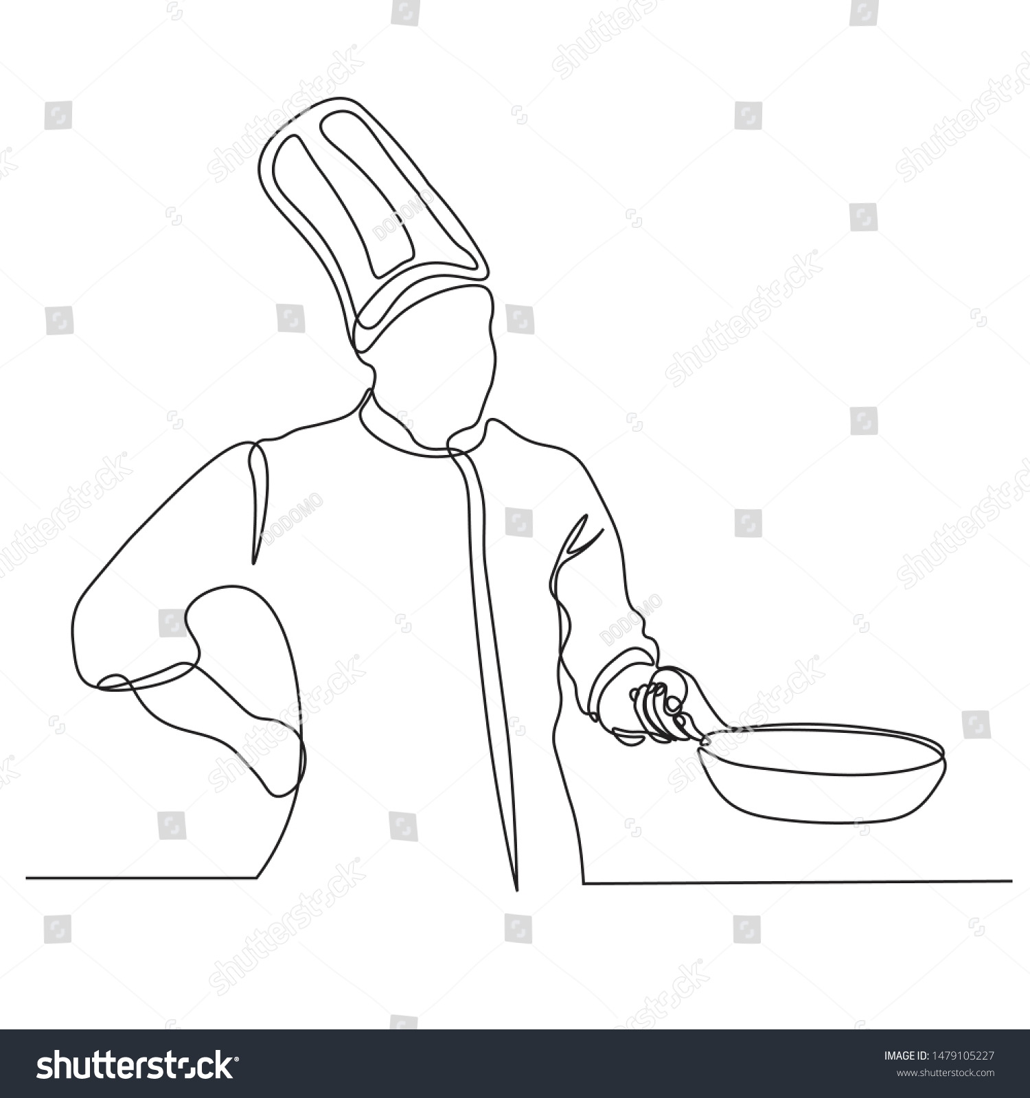 Continuous Line Drawing Chef Cooking Cook Stock Vector (Royalty Free ...