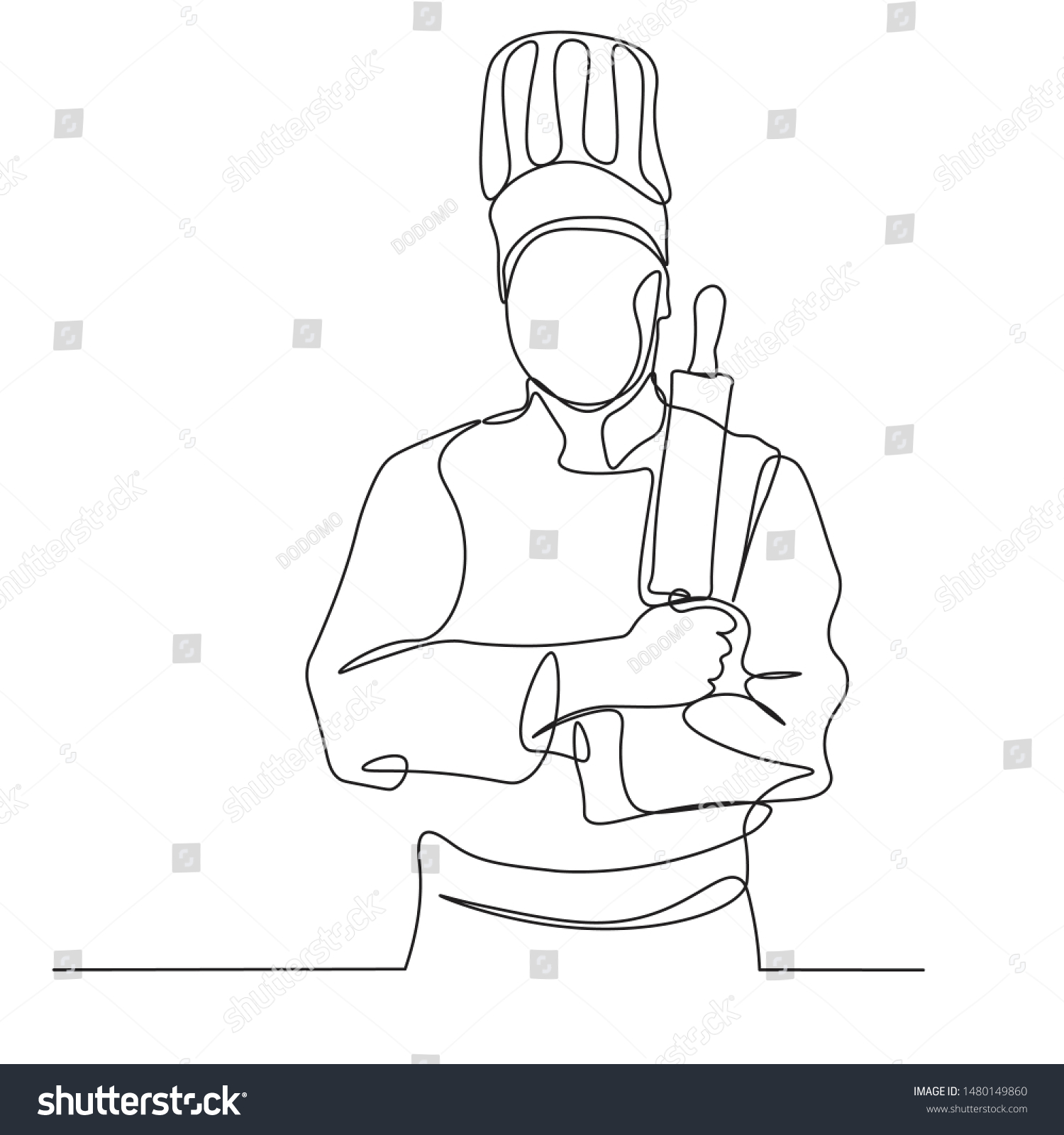recommend clip art: continuous line drawing of chef cooking cook a gourmet concept vector illustration.