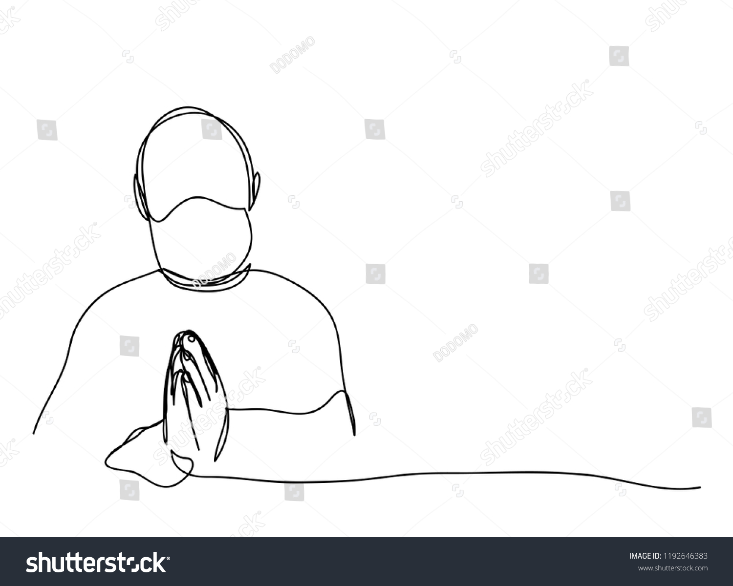 Continuous Line Drawing Christian Prayer Vector Stock Vector (Royalty ...