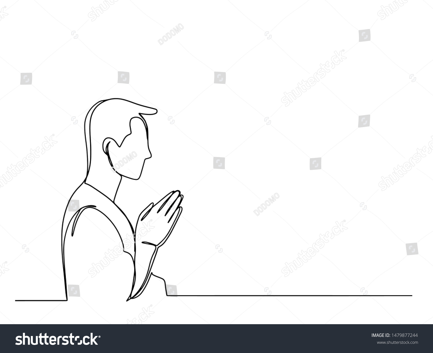 Continuous Line Drawing Christian Prayer Vector Stock Vector (Royalty ...