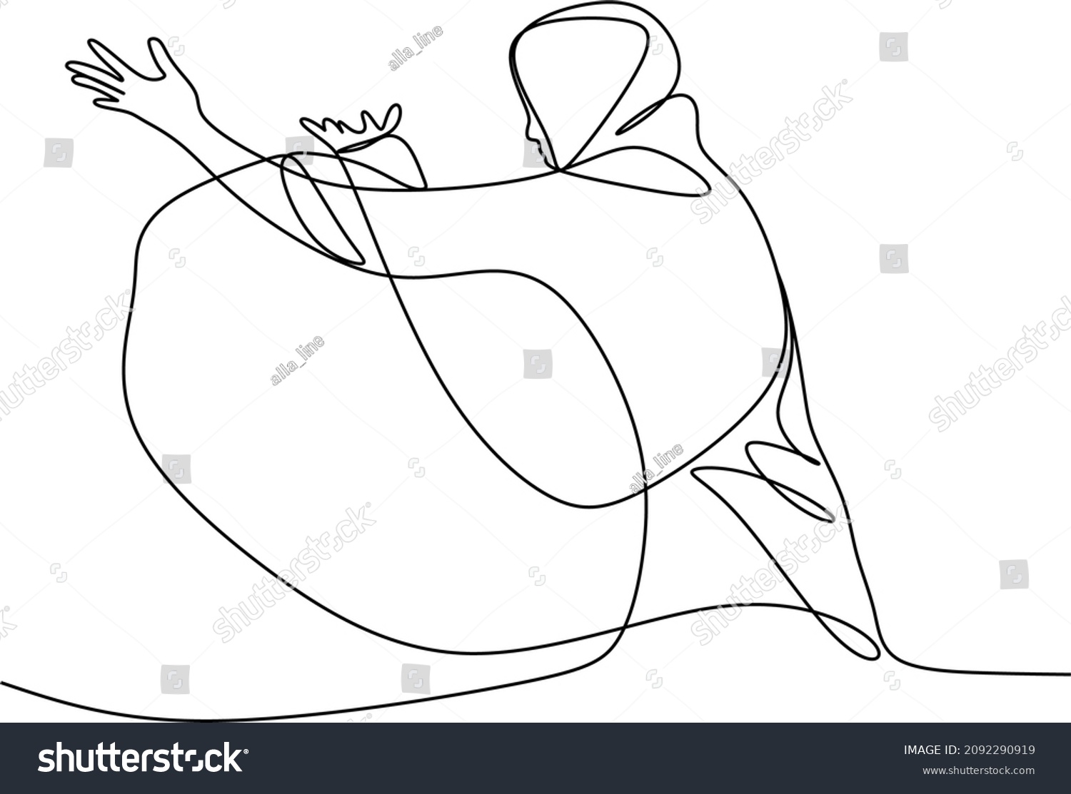 Continuous Line Drawing Christian Prayer Vector Stock Vector (Royalty ...