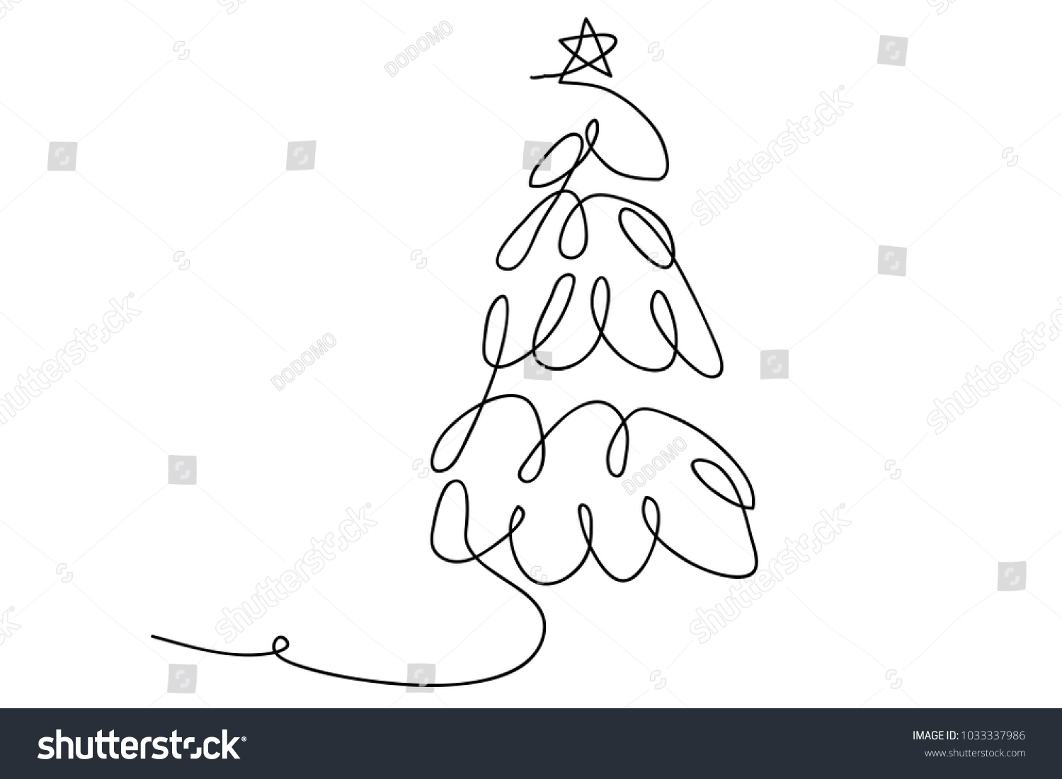 Download Continuous Line Drawing Christmas Tree Vector Stock Vector Royalty Free 1033337986 PSD Mockup Templates