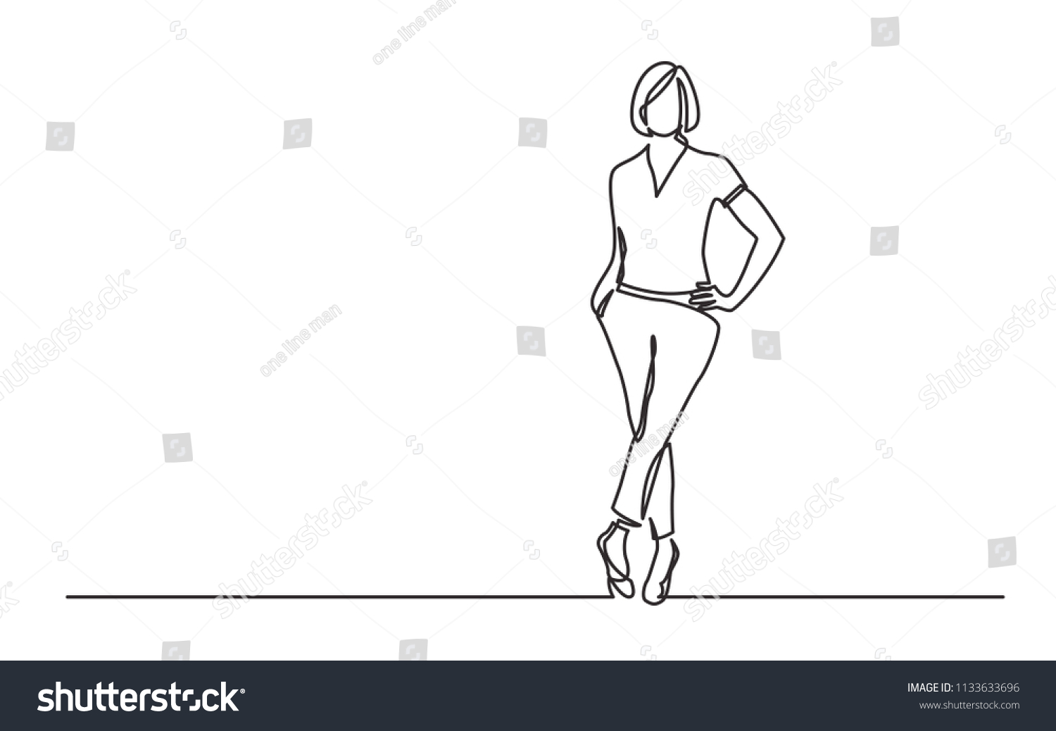 Continuous Line Drawing Confident Woman Posing Stock Vector Royalty Free 1133633696 5627