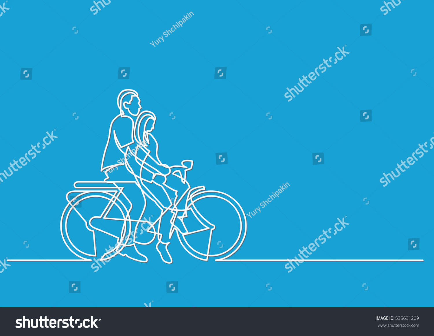 Continuous Line Drawing Couple Riding On Stock Vector Royalty Free 535631209 Shutterstock 