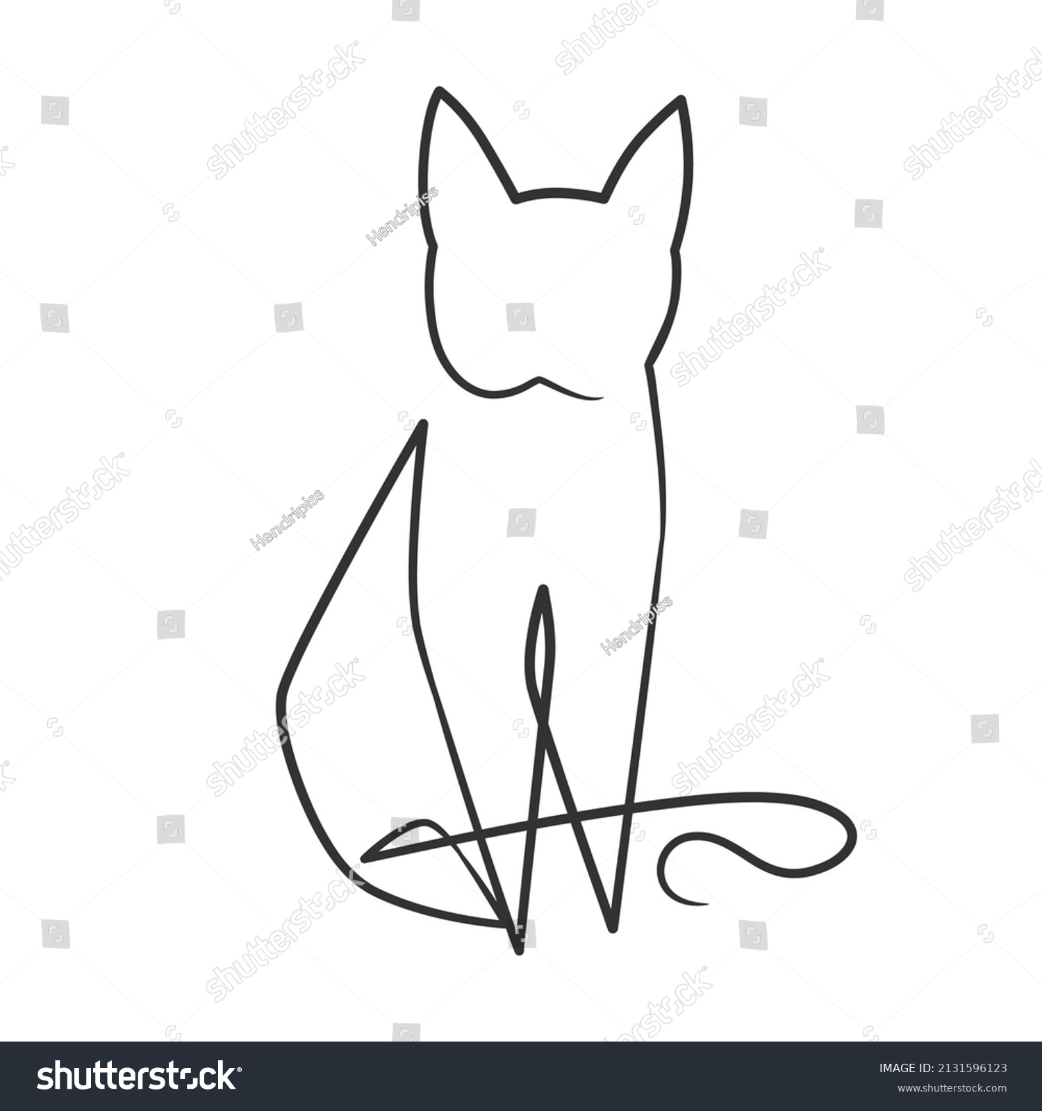 Continuous Line Drawing Cute Cat Cat Stock Vector (Royalty Free ...