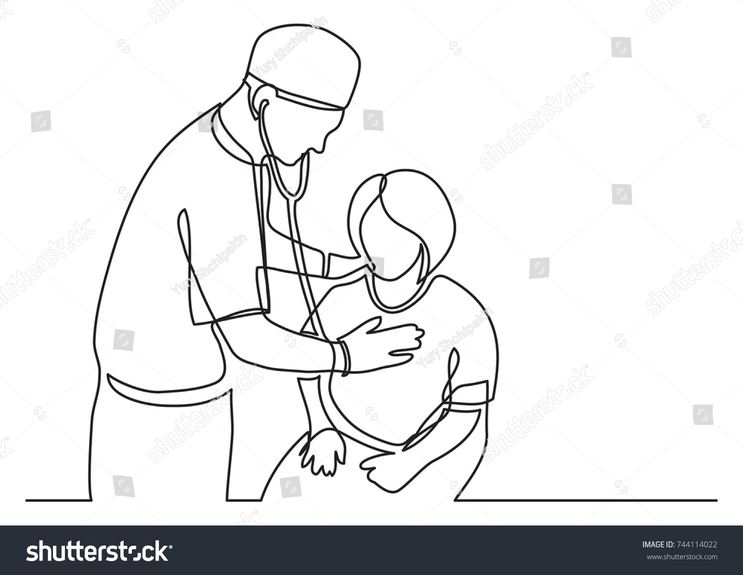 Continuous Line Drawing Doctor Examining Female Stock Vector Royalty 3523