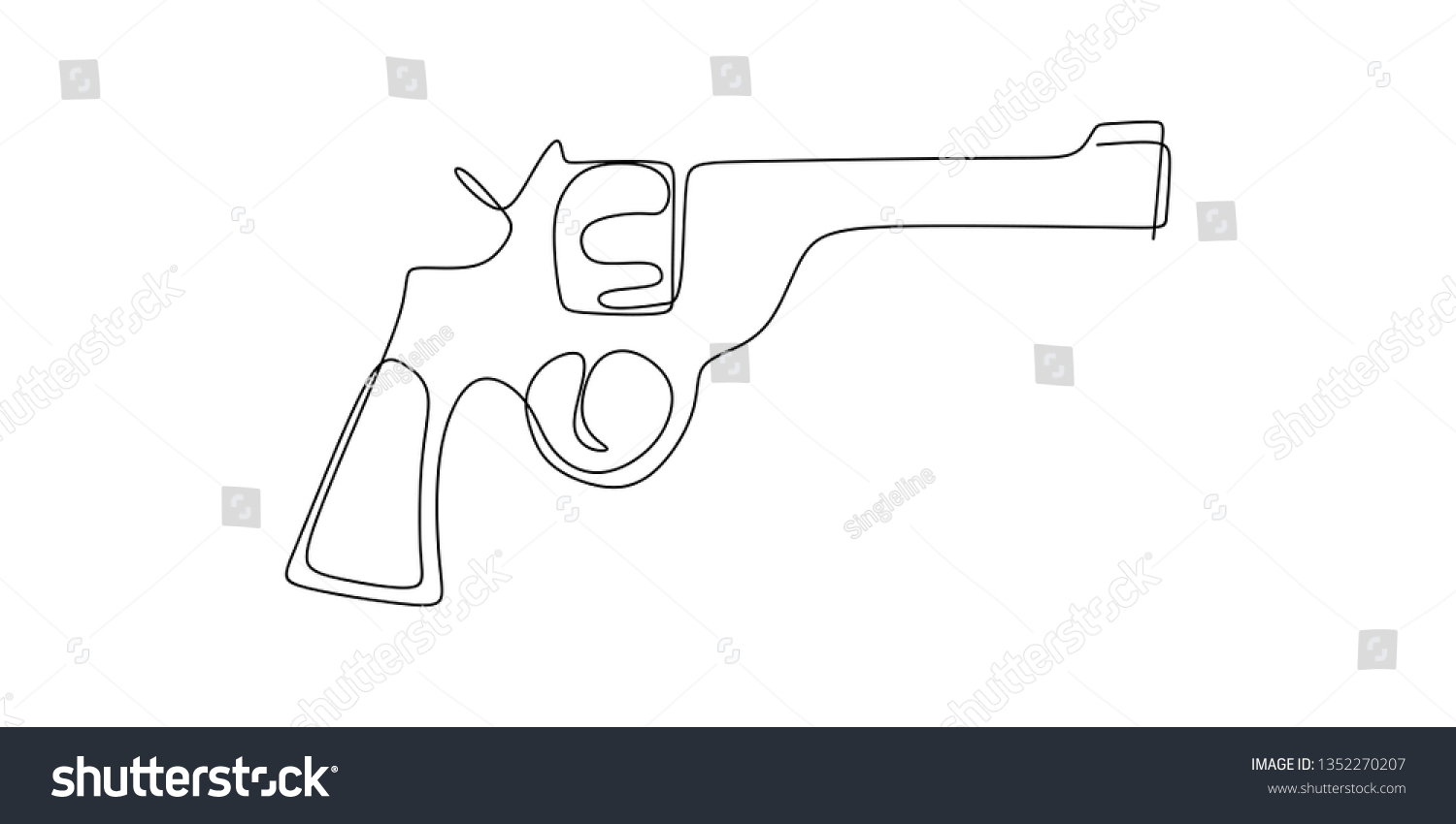 Continuous Line Drawing Gun Stock Vector Royalty Free 1352270207