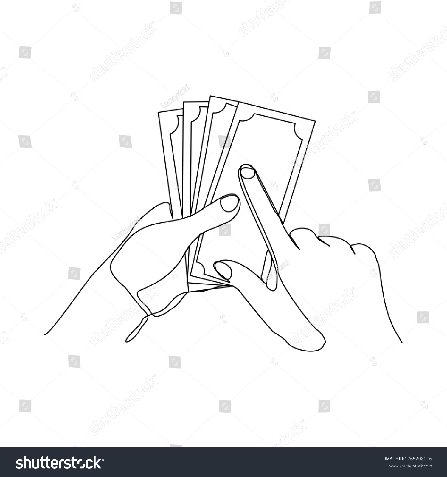 Continuous Line Drawing Hand Hold Money Stock Vector (royalty Free 