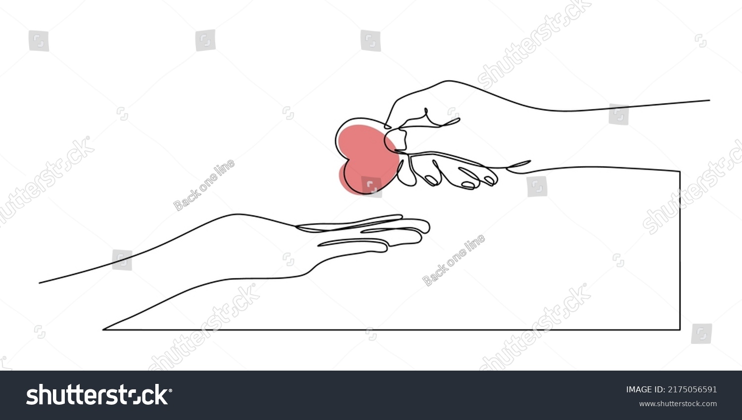 Continuous Line Drawing Hands Giving Hearts Stock Vector Royalty Free 2175056591 Shutterstock