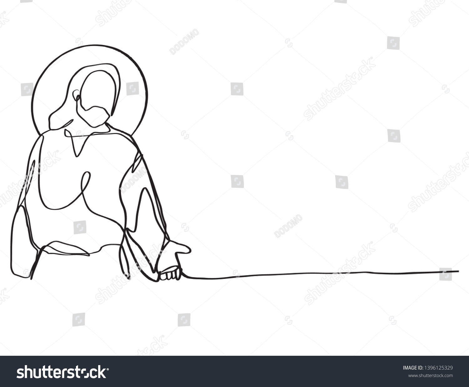 Continuous Line Drawing Jesus Drawing Simple Stock Vector (Royalty Free ...