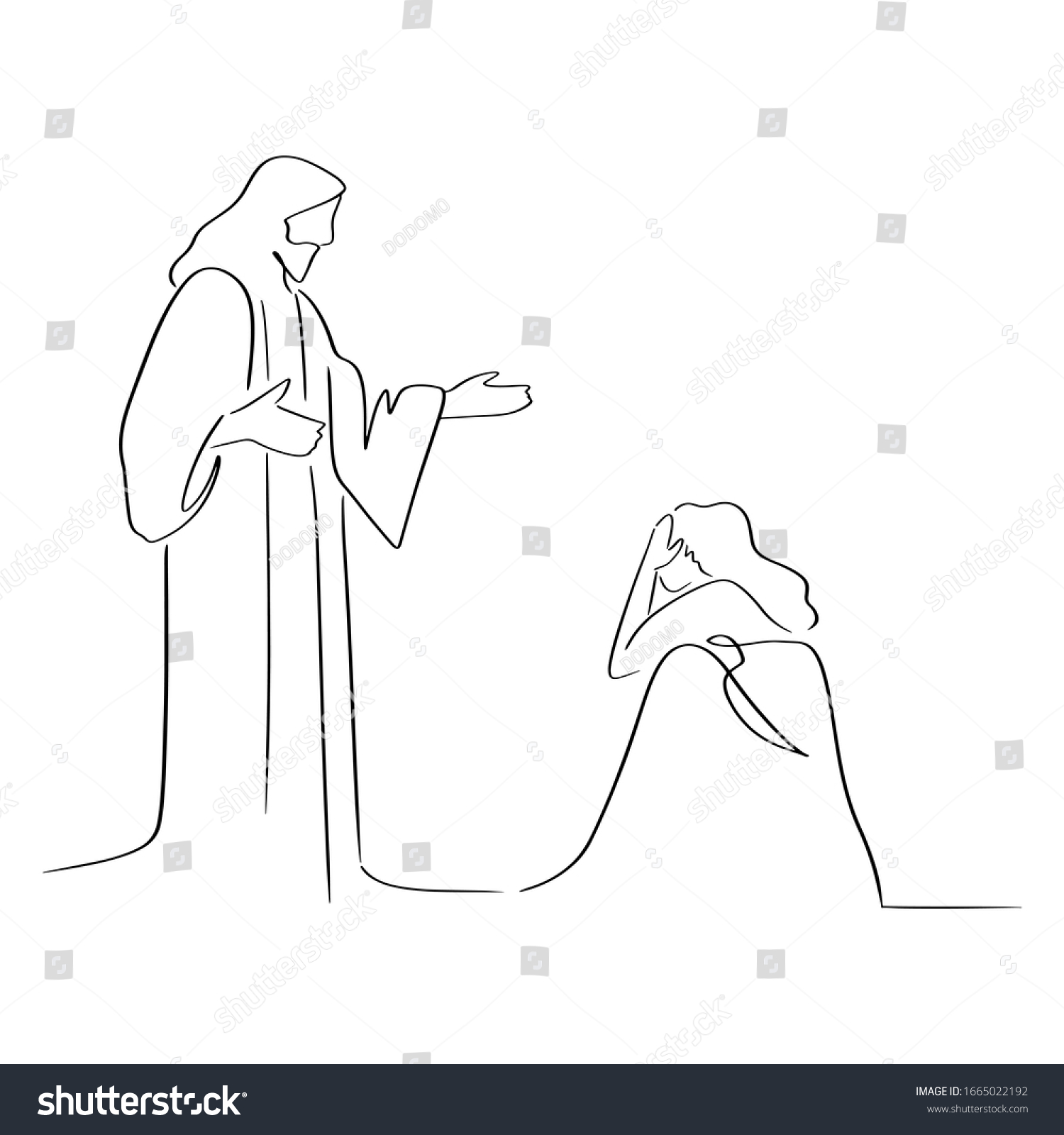 Continuous Line Drawing Jesus Drawing Simple Stock Vector (Royalty Free ...