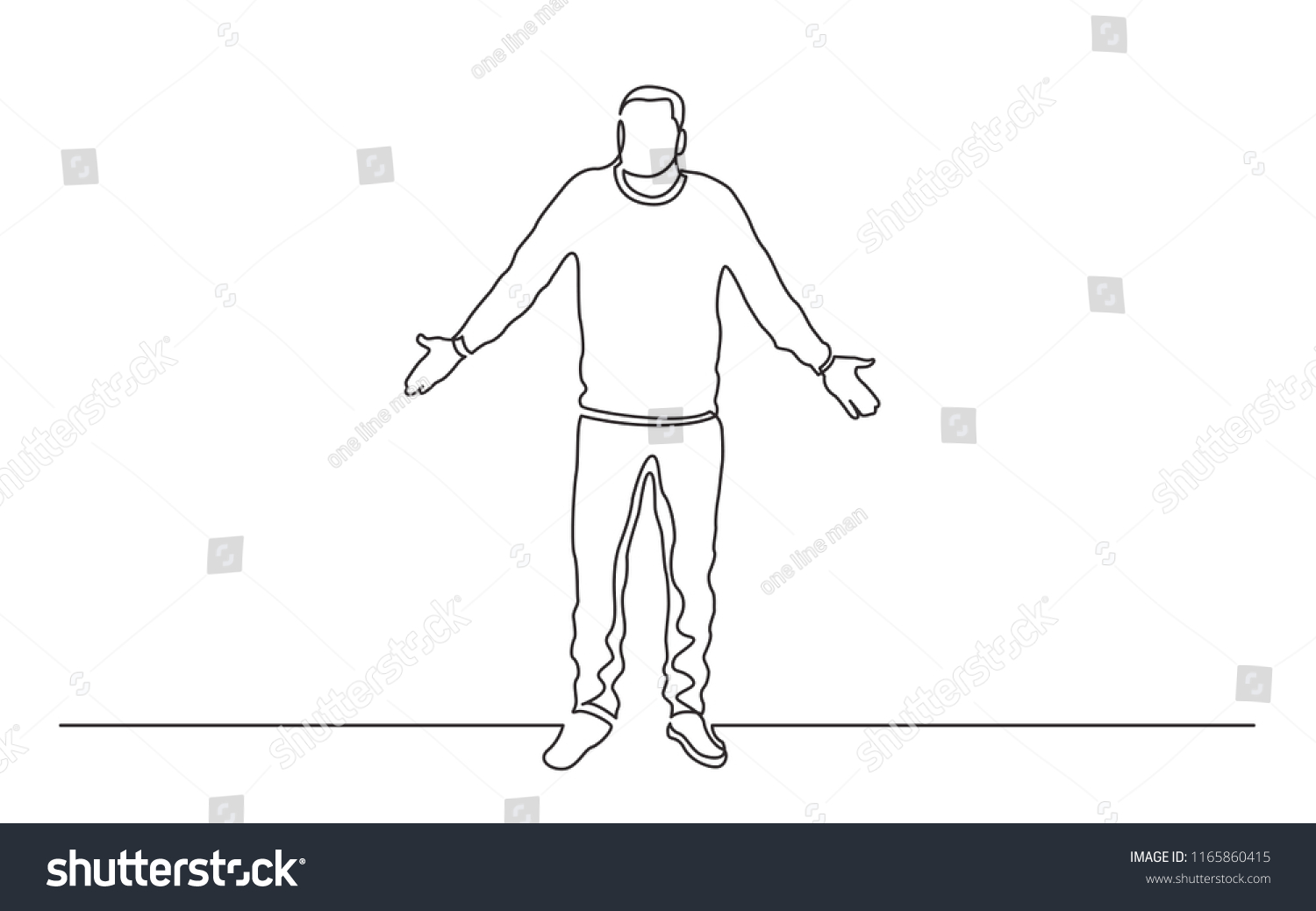 Continuous Line Drawing Man Pointing Blank Stock Vector (Royalty Free ...