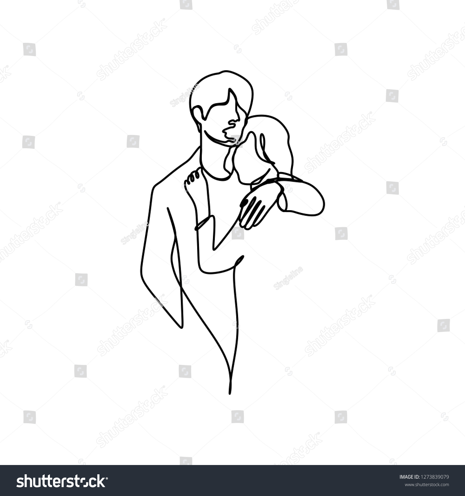 Continuous Line Drawing Men Women Love Stock Vector Royalty Free