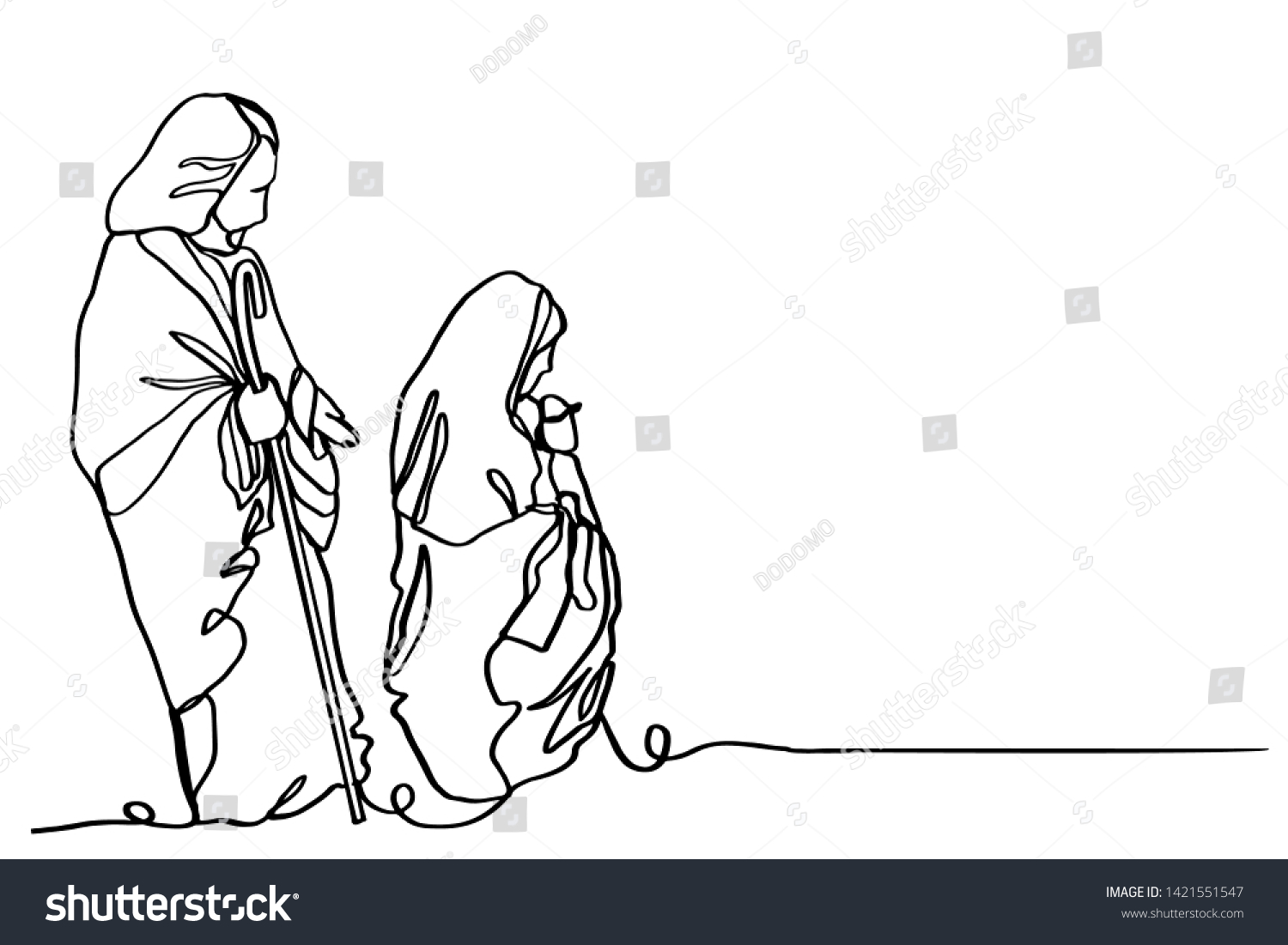 Continuous Line Drawing Nativity Jesus Stock Vector (Royalty Free ...