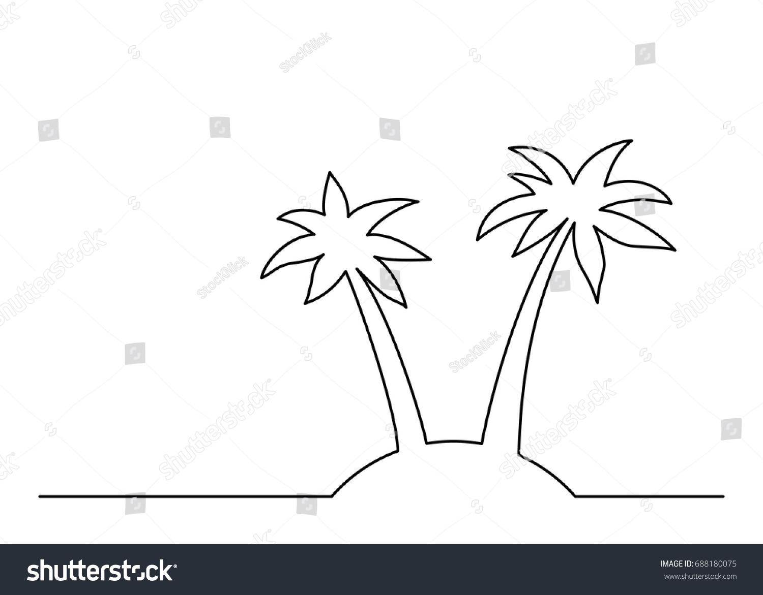 Continuous Line Drawing Palm Trees On Stock Vector (Royalty Free ...