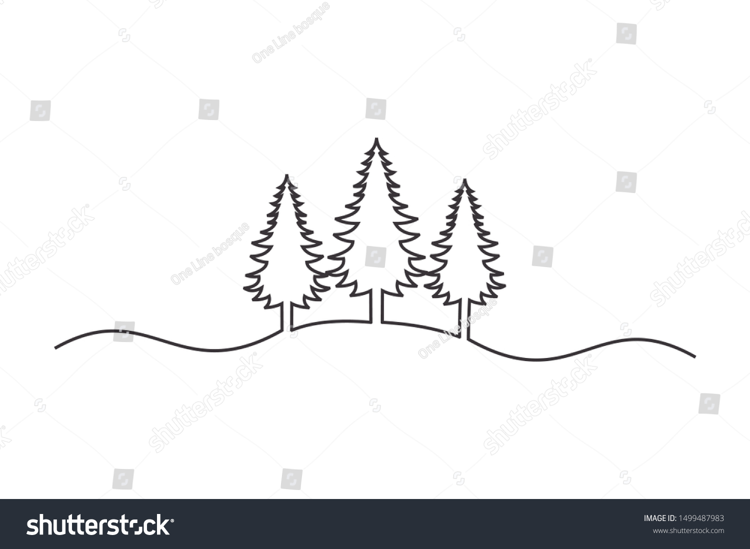 Continuous Line Drawing Pine Tree Vector Stock Vector (Royalty Free ...