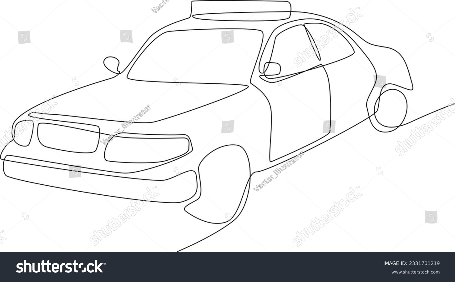SVG of Continuous line drawing of police car, Car minimalist concept, transportation, electric car, vector, simple line, transportation. svg