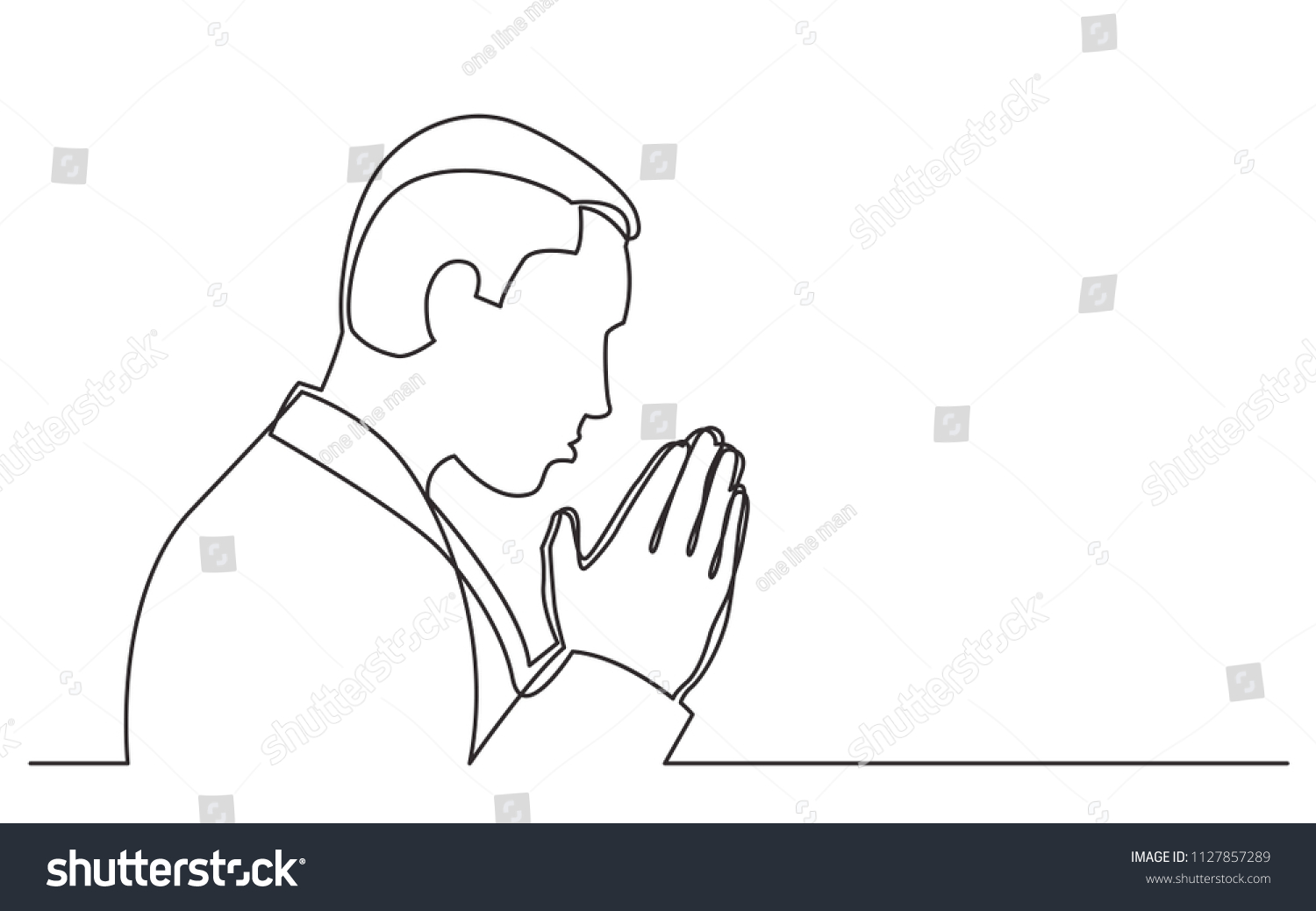 Continuous Line Drawing Praying Man Stock Vector (Royalty Free ...