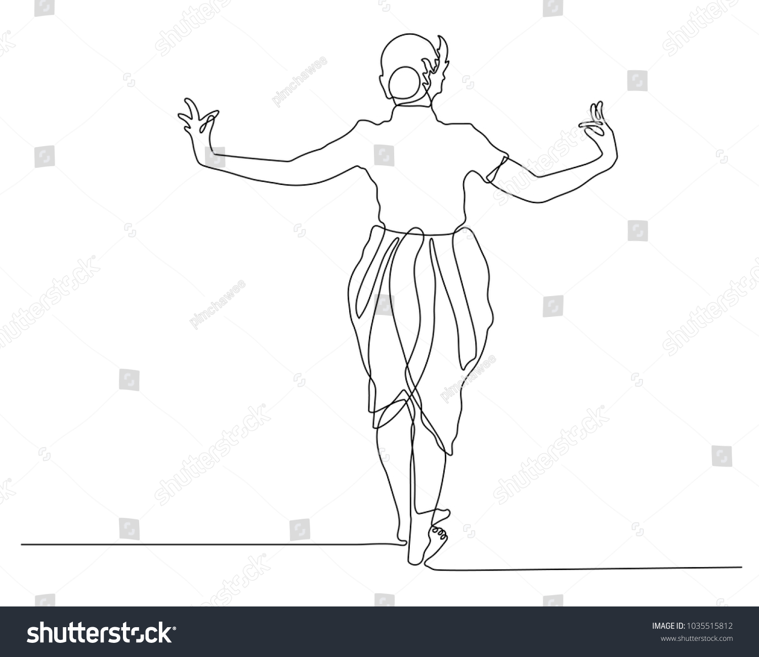 Continuous Line Drawing Thailand Dancing Art Stock Vector Royalty Free 1035515812 7874