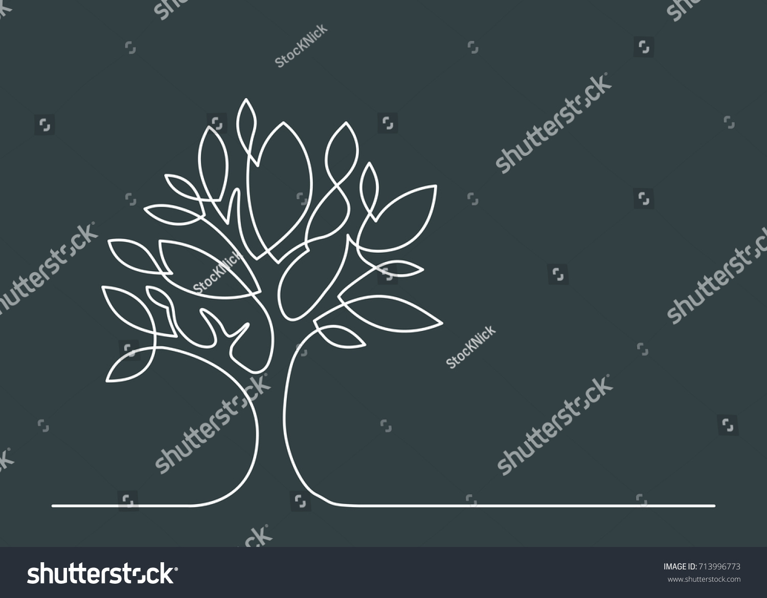 Continuous Line Drawing Tree Vector Illustration Stock Vector Royalty Free