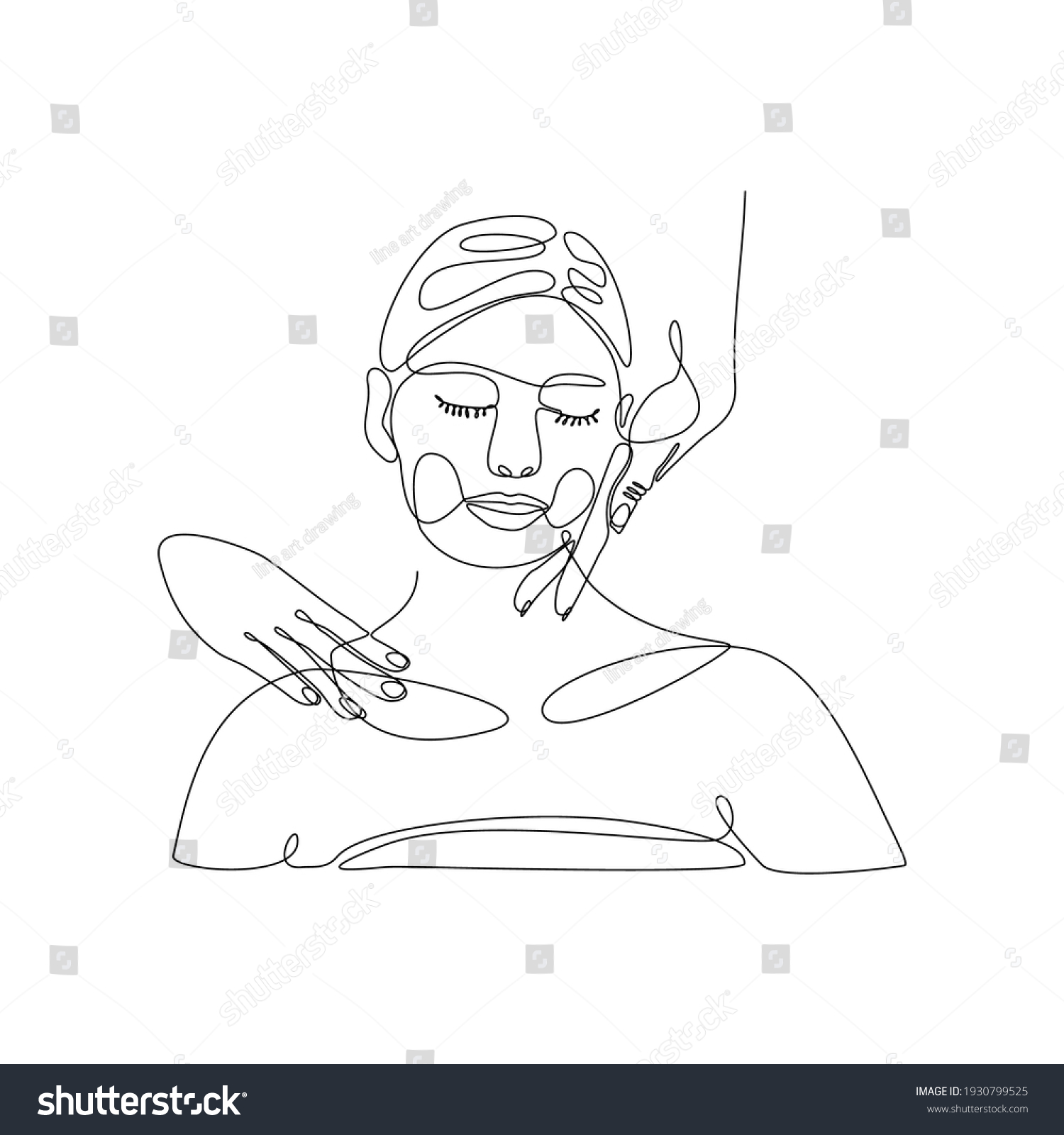 Continuous Line Drawing Two Hands Doing 库存矢量图（免版税）1930799525 Shutterstock