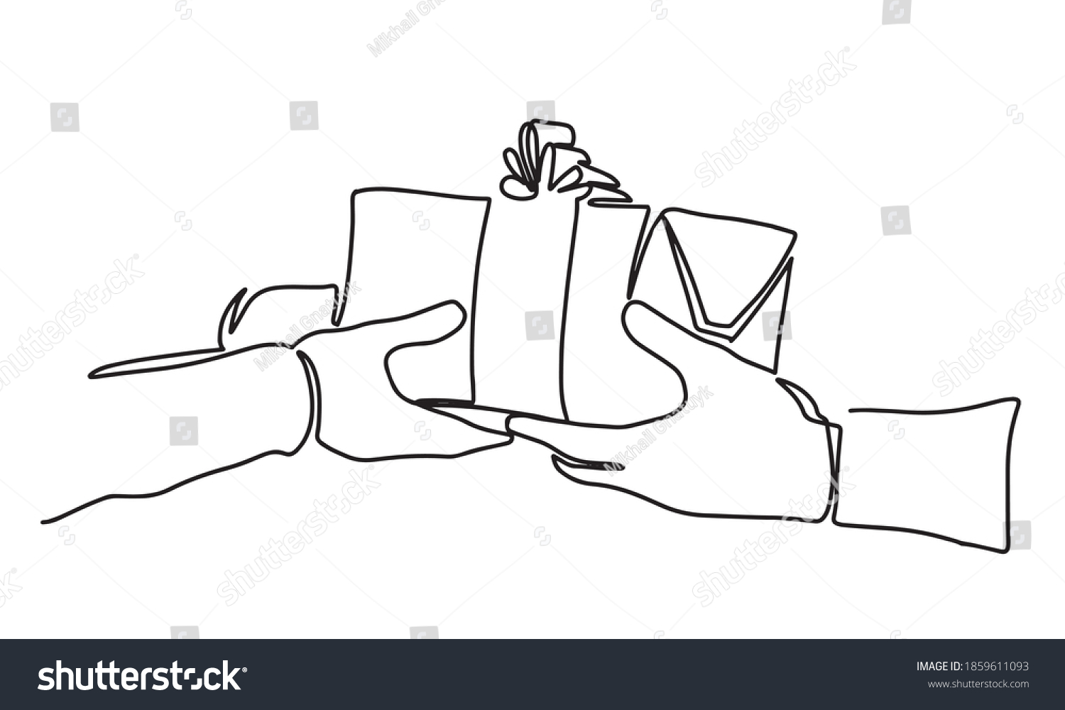 Continuous Line Drawing Two Hands Holding Stock Vector (Royalty Free ...