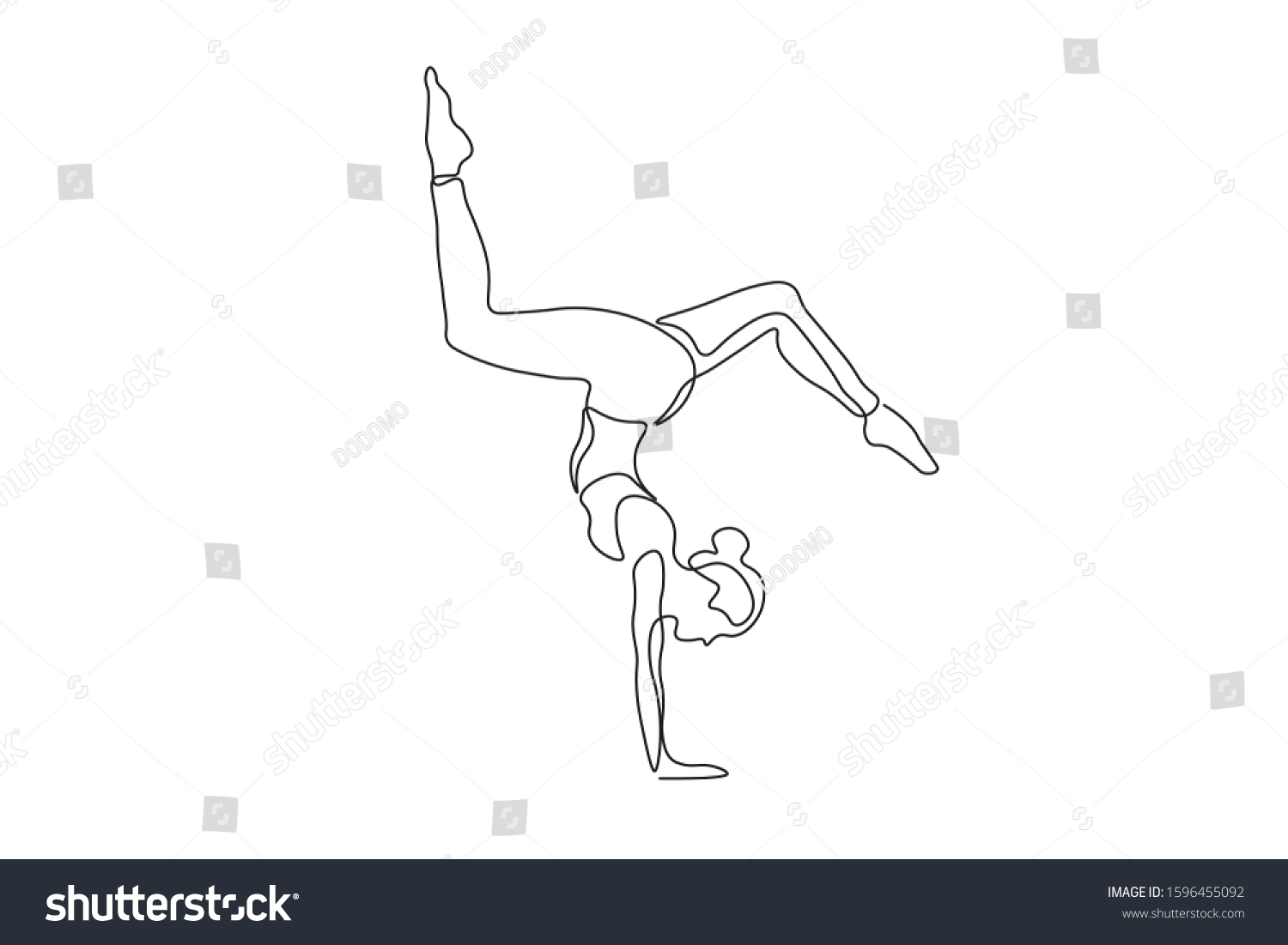 Continuous Line Drawing Women Fitness Yoga Stock Vector (Royalty Free ...