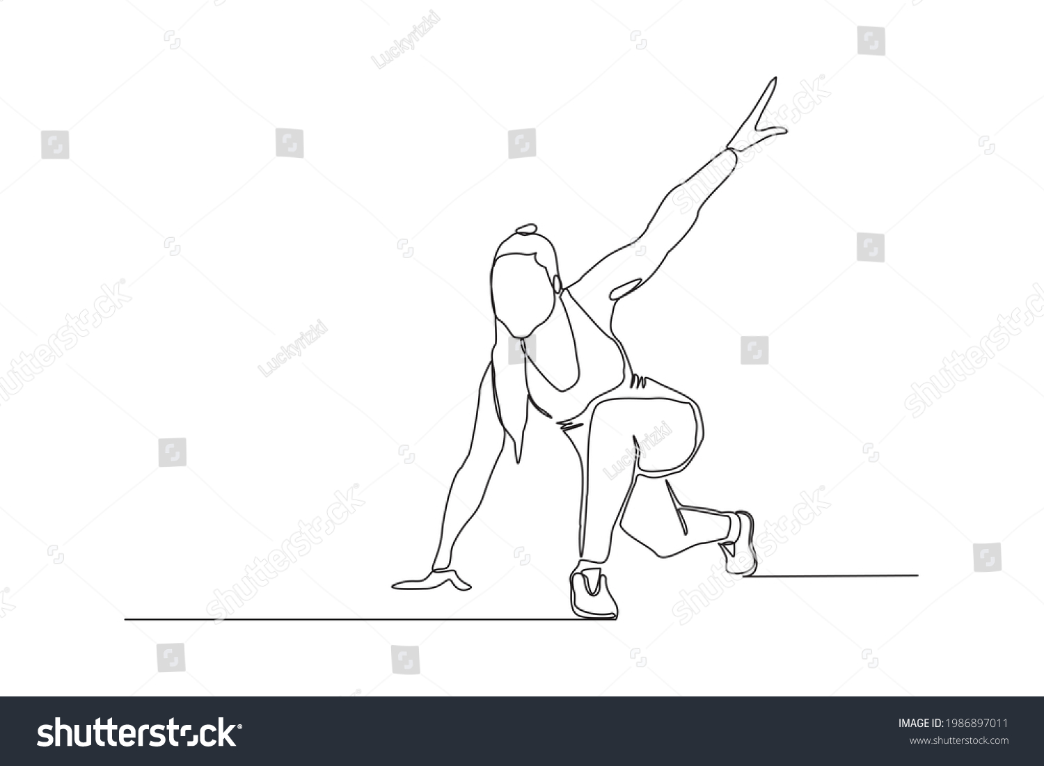 Continuous Line Drawing Young Sportive Woman Stock Vector (Royalty Free ...