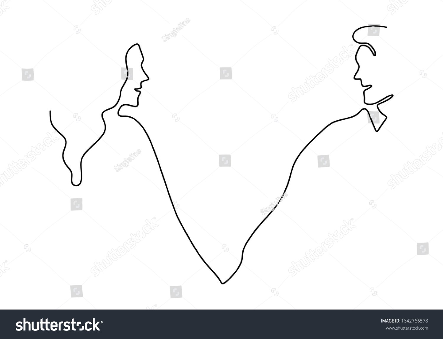 Continuous Line Drawing Romantic Couple Lovers Vector Có Sẵn Miễn Phí Bản Quyền 1642766578 4007