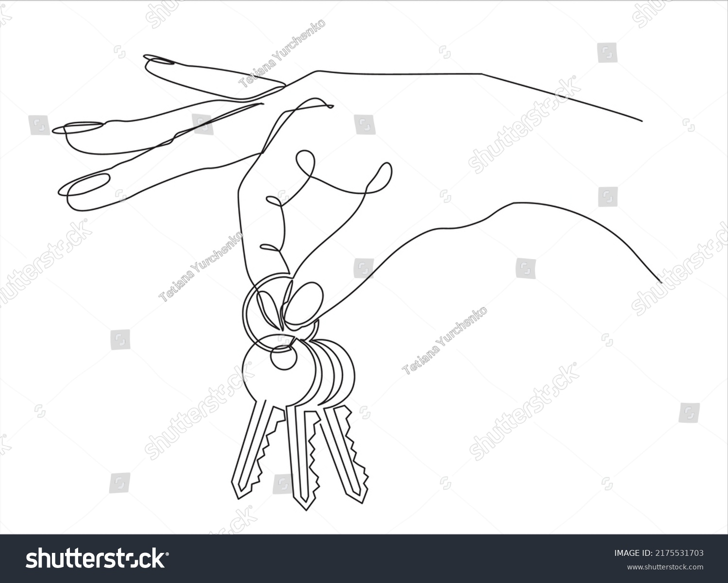 Continuous Line Drawing Hand Holds Keys Stock Vector (Royalty Free ...