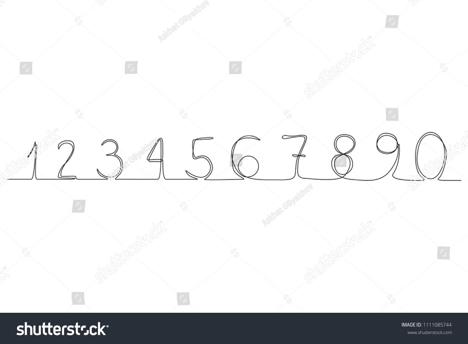 Continuous Line Numbers 09 New Minimalism Stock Vector (Royalty Free ...