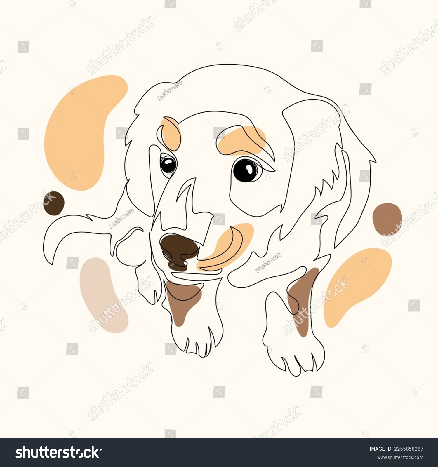 SVG of Continuous line of cute dog long haired dachshund puppy svg