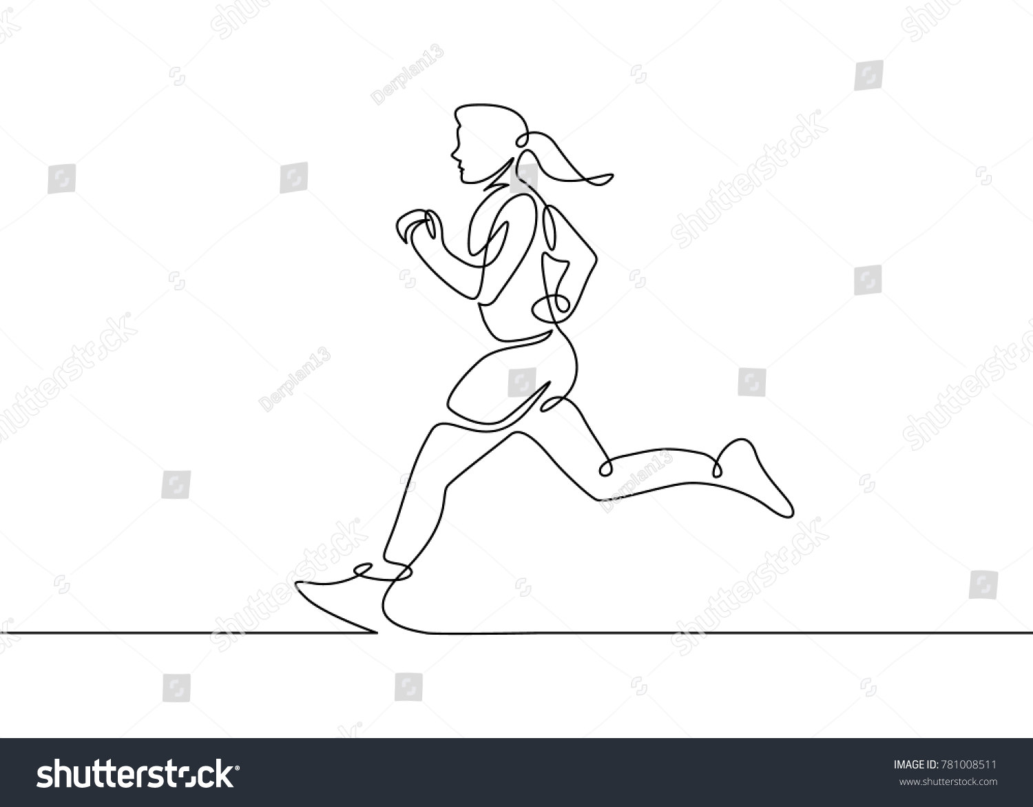 Continuous One Drawn Line Silhouette Running Stock Vector (royalty Free 