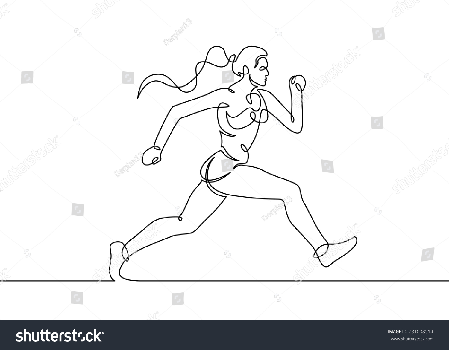 Continuous One Drawn Line Silhouette Running Stock Vector (Royalty Free ...