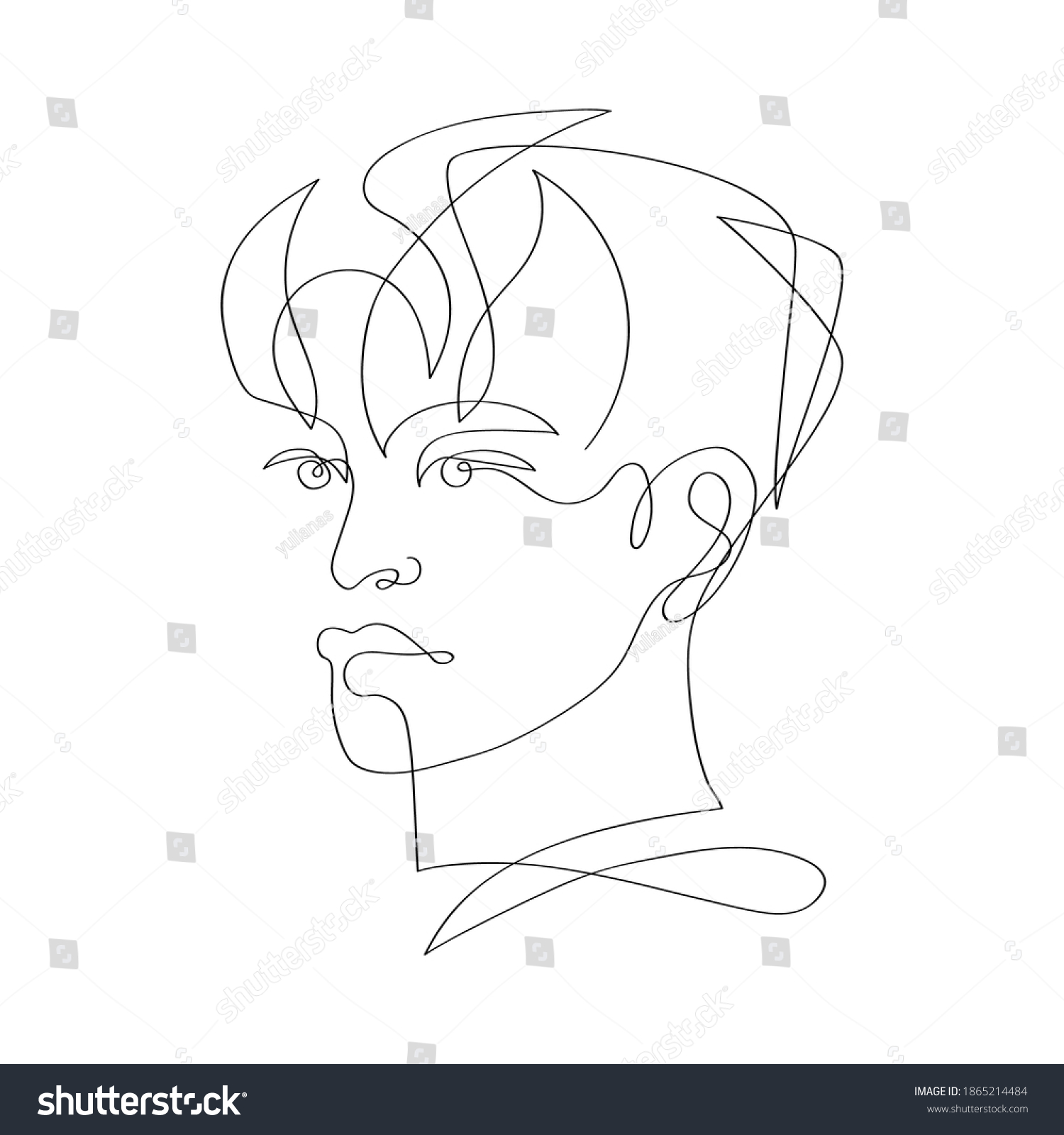 SVG of Continuous one line drawing. Abstract portrait of young man asian appearance in minimalist modern style.  svg