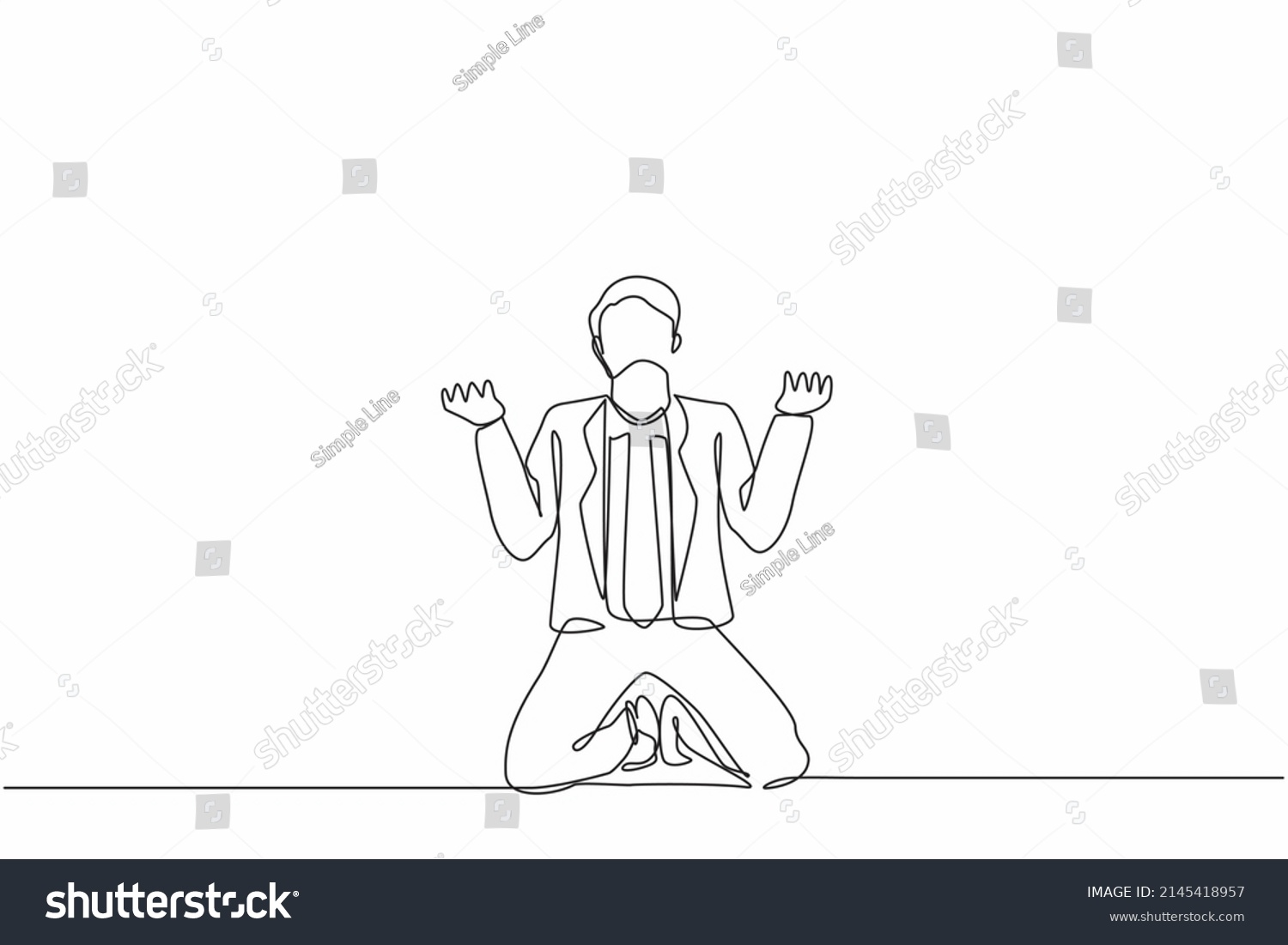 Continuous One Line Drawing Businessman Despair Stock Vector (Royalty ...