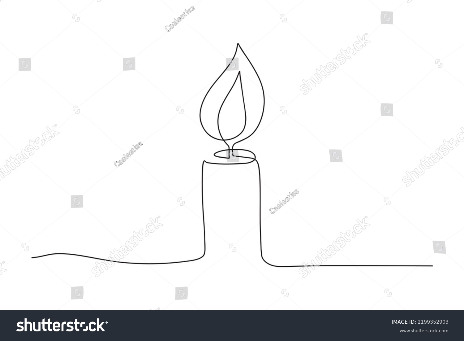 SVG of Continuous one line drawing candle burning flame. Black contour line simple minimalist graphic isolated vector illustration. Grief loss concept svg