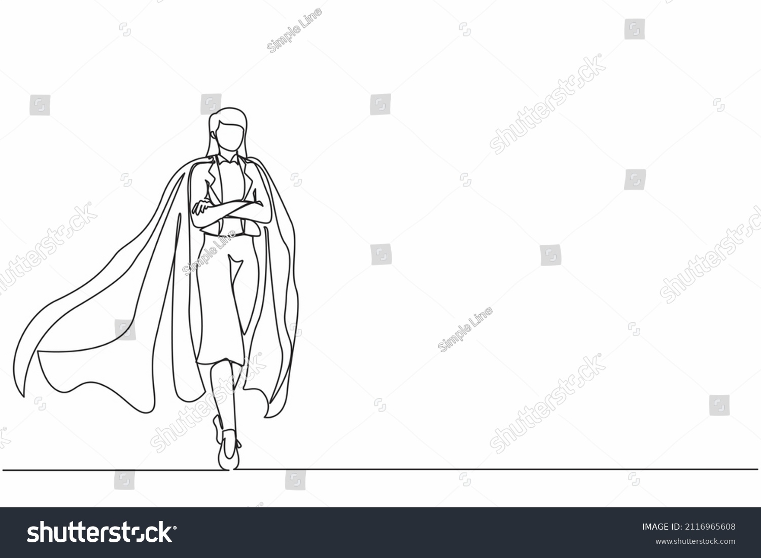 Continuous One Line Drawing Determined Young Stock Vector (Royalty Free