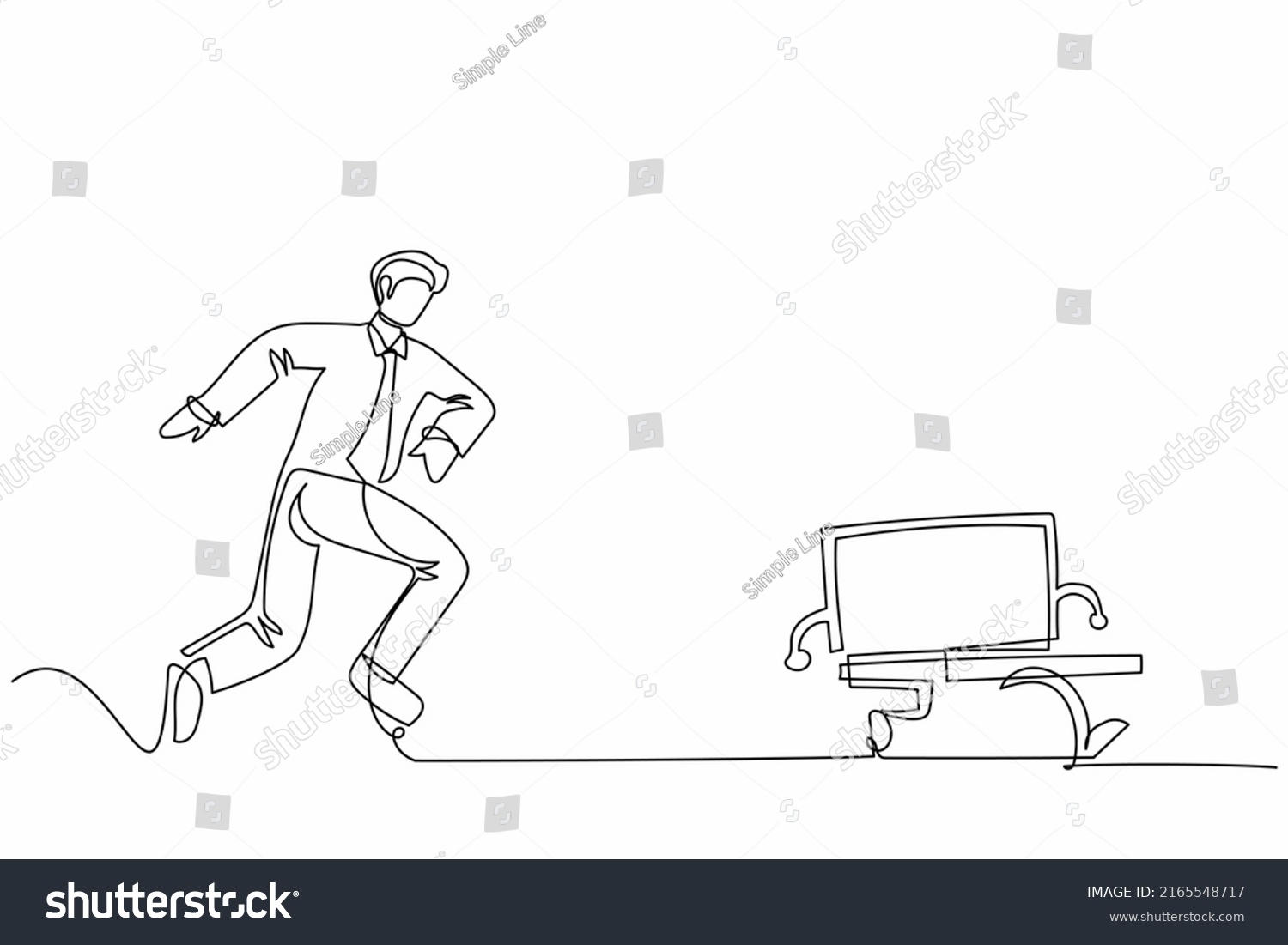 Continuous One Line Drawing Furious Businessman Stock Vector (Royalty ...