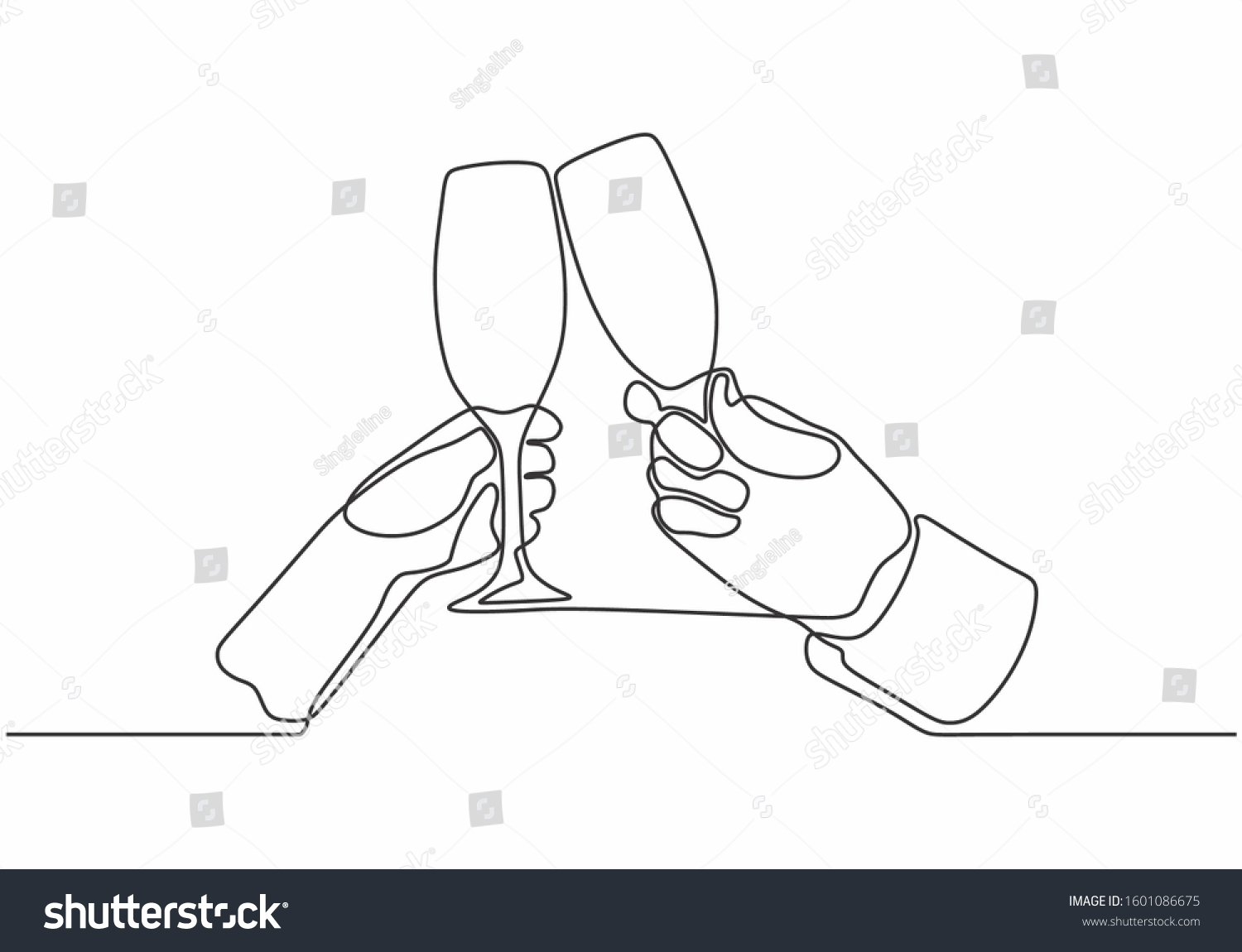 Continuous One Line Drawing Hands Cheering Stock Vector Royalty Free 1601086675