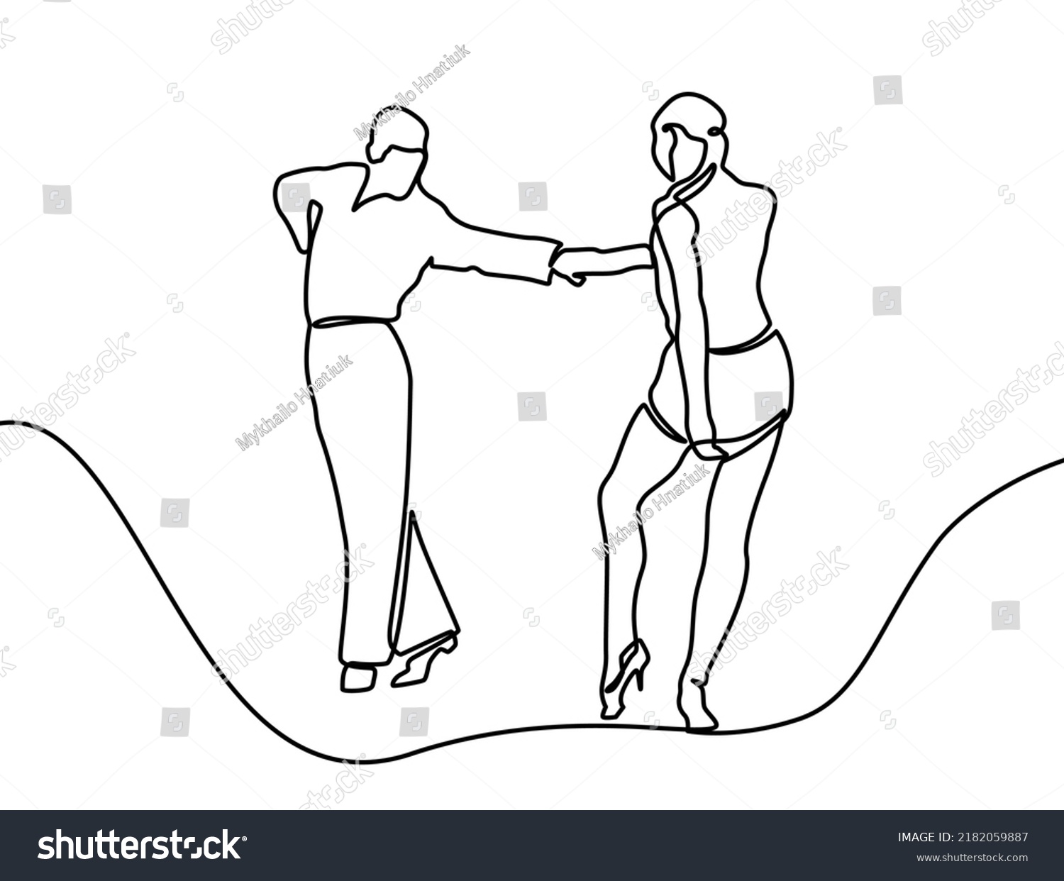 Continuous One Line Drawing Loving Couple Stock Vector Royalty Free