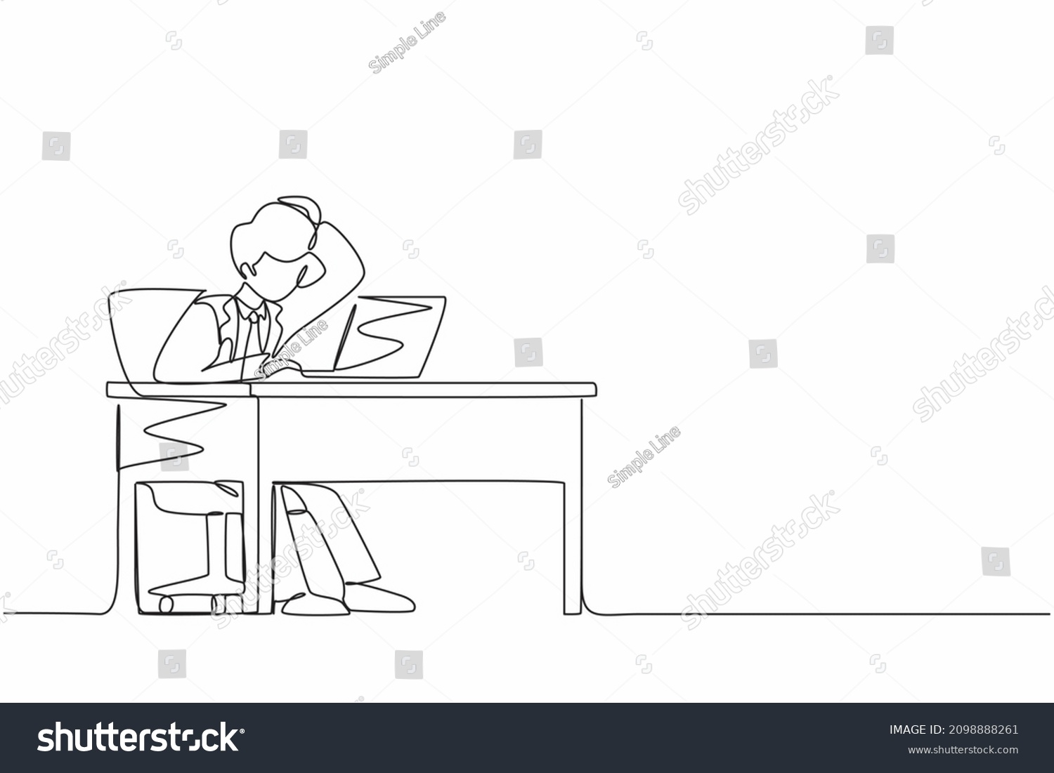 Continuous One Line Drawing Male Manager Stock Vector (Royalty Free ...