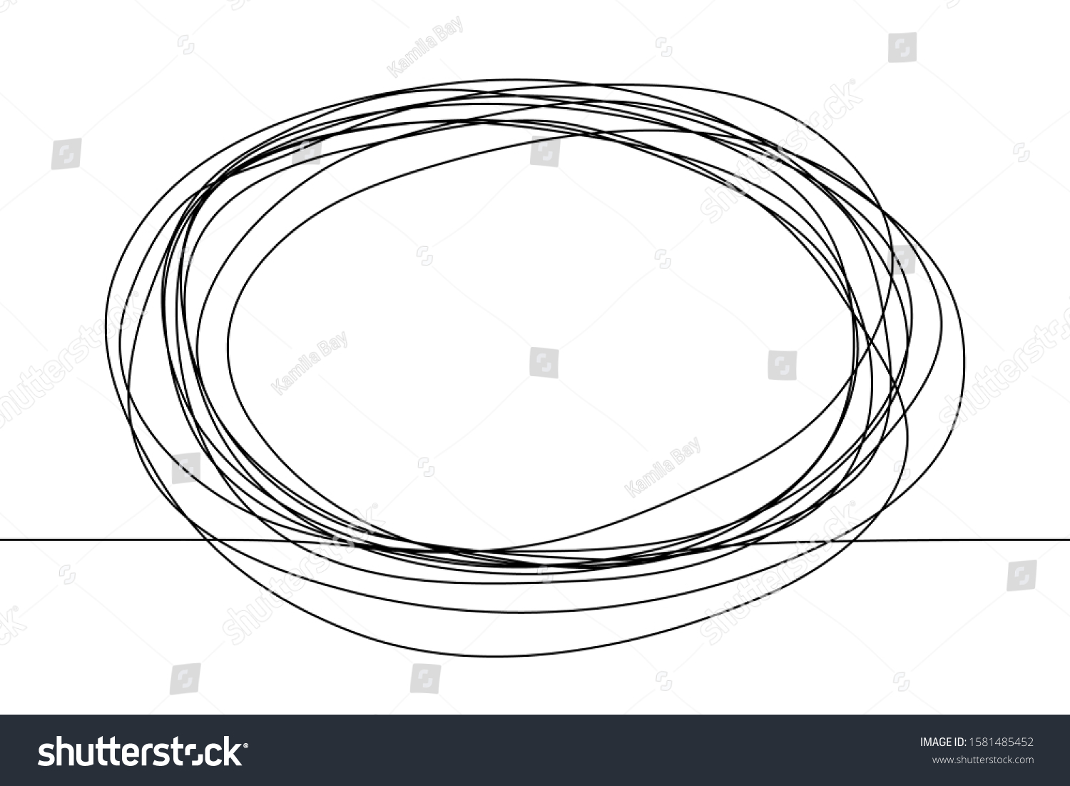 Continuous One Line Drawing Oval Frame Stock Vector (Royalty Free ...