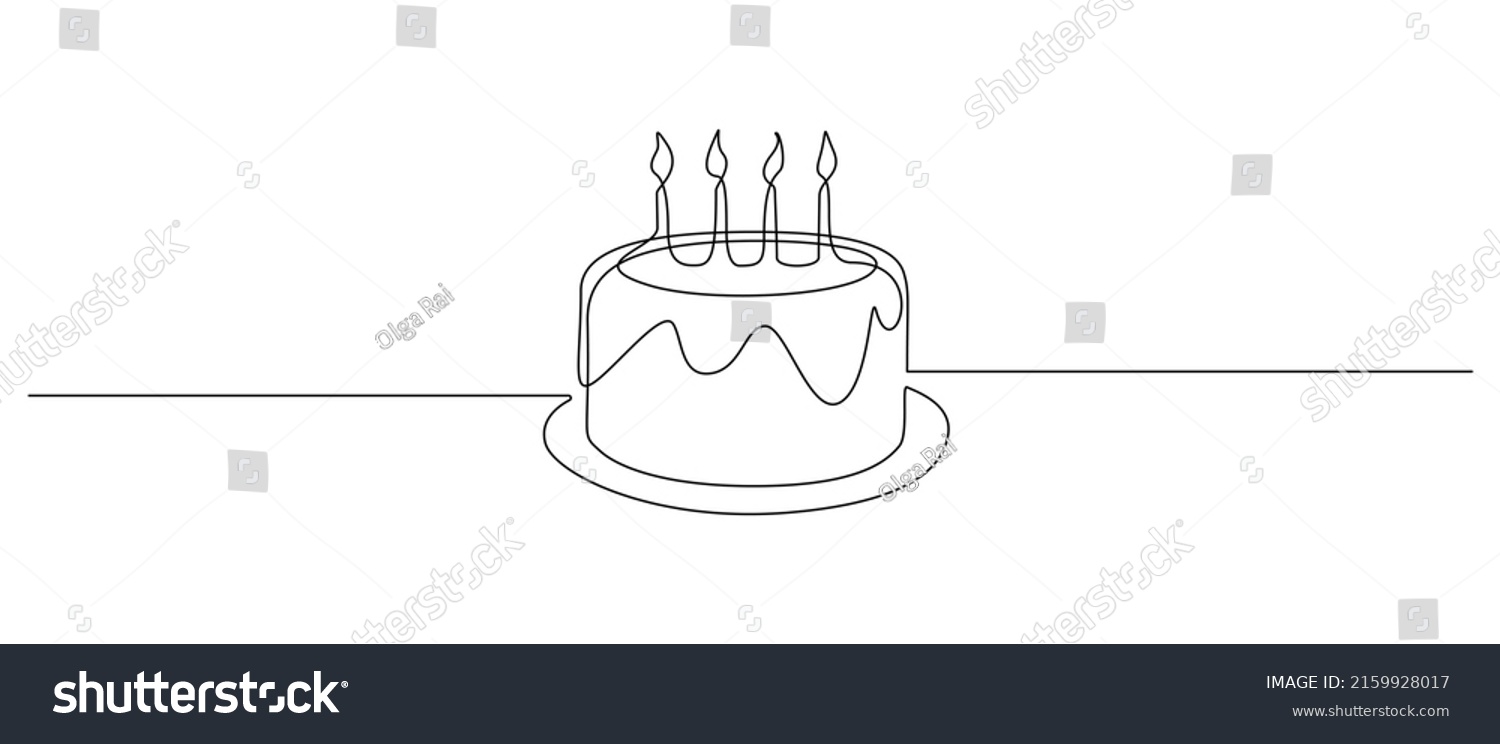 Continuous One Line Drawing Birthday Cake Stock Vector Royalty Free 2159928017 Shutterstock