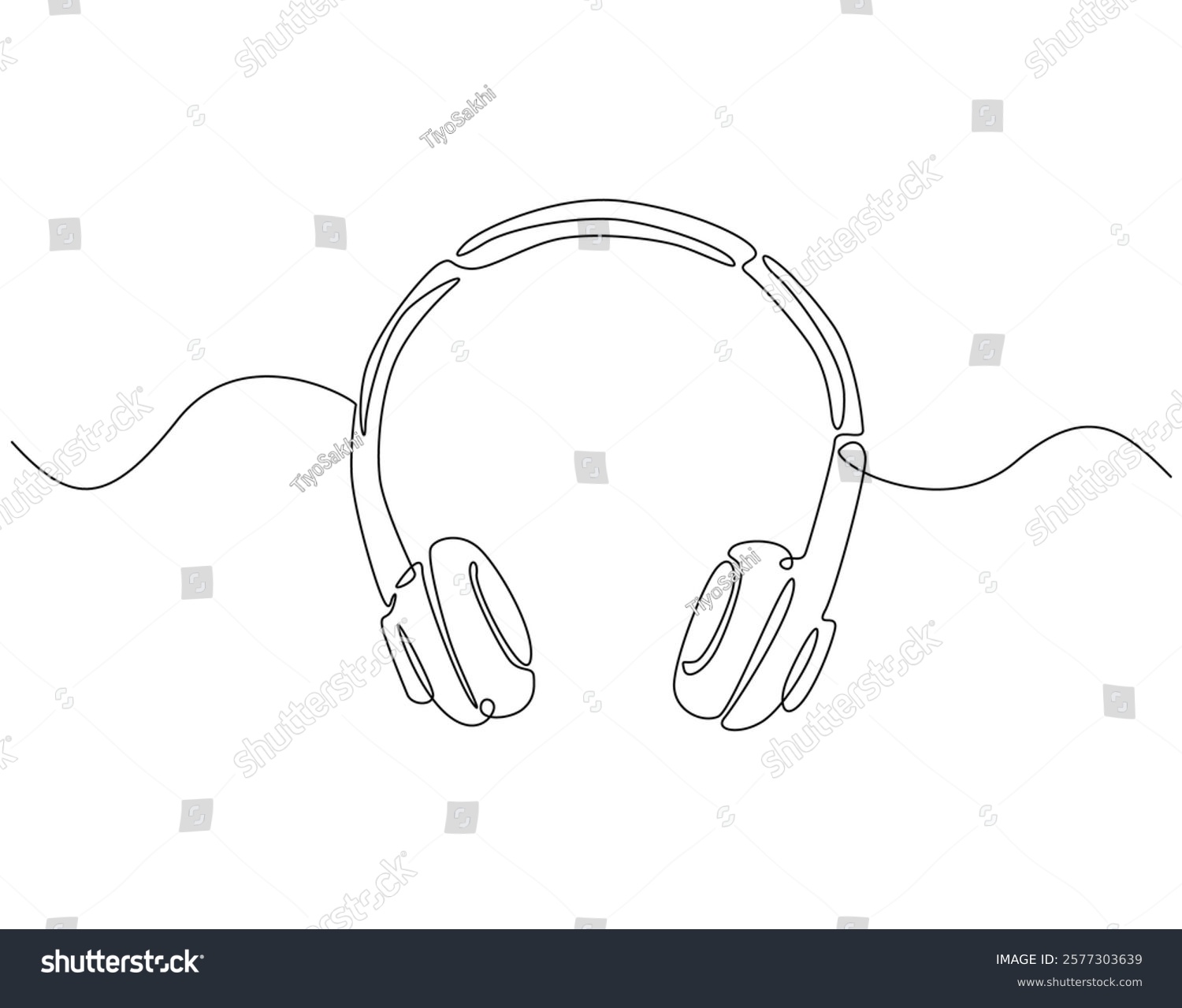 recommend clip art: Continuous one line drawing of headphone. One line drawing illustration of headphone. Musical earphone concept line art. Editable outline