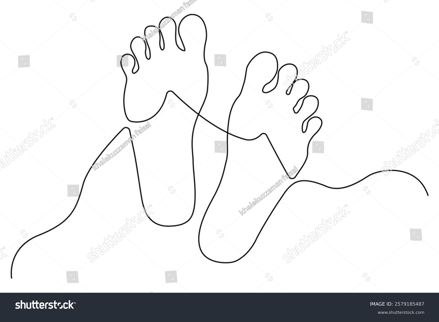recommend clip art: Continuous one-line drawing of isolated outline vector illustration art for the foot sole