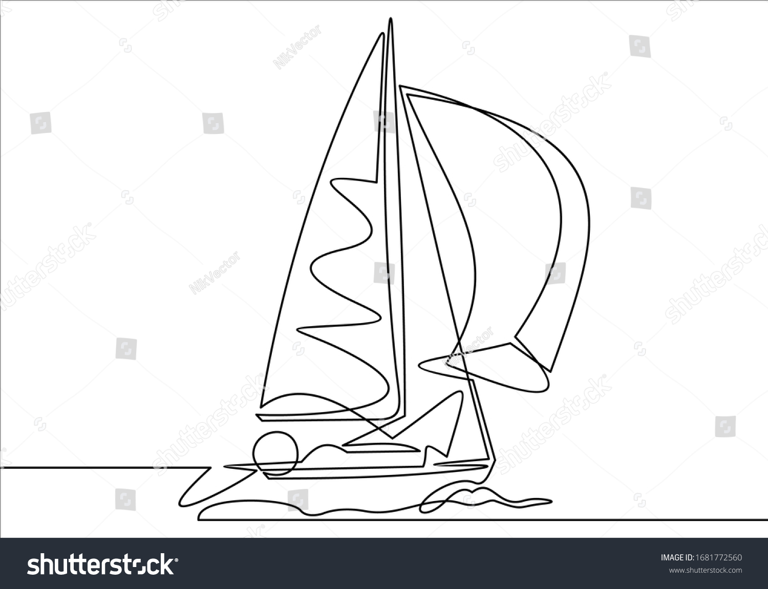 one line sailboat